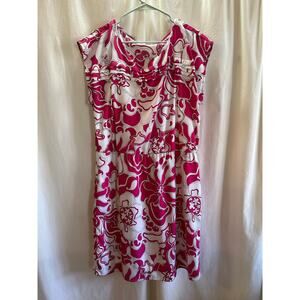 Pink & White Floral Dress XL Lined